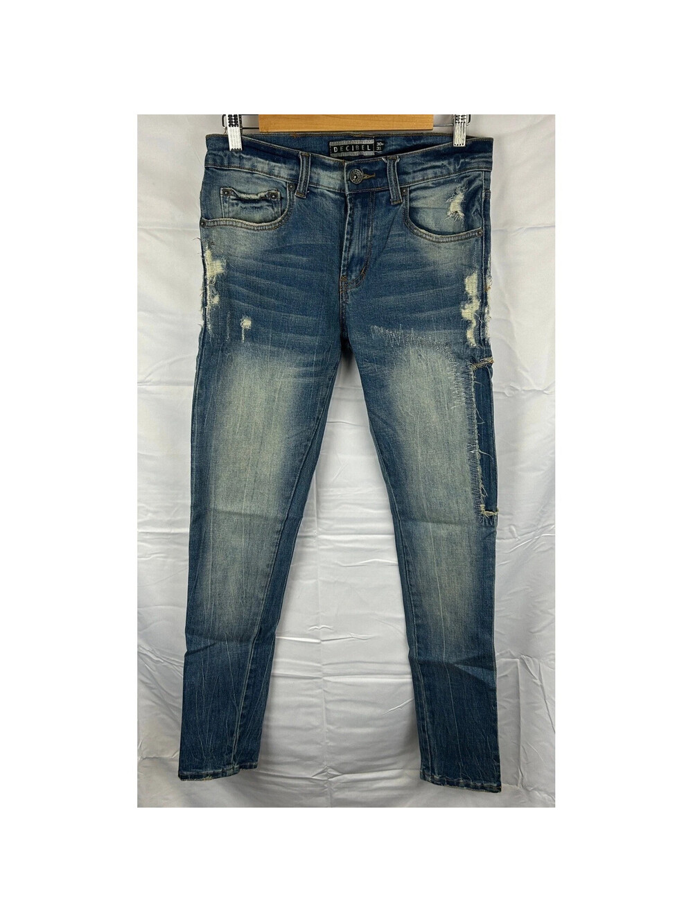 DECIBEL Men's Size 30W/32L Blue Distressed Slim Fit Denim Jeans